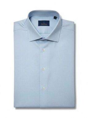 David Donahue Royal Oxford Blue Textured Dress Shirt Spread Collar 17.5 34/35